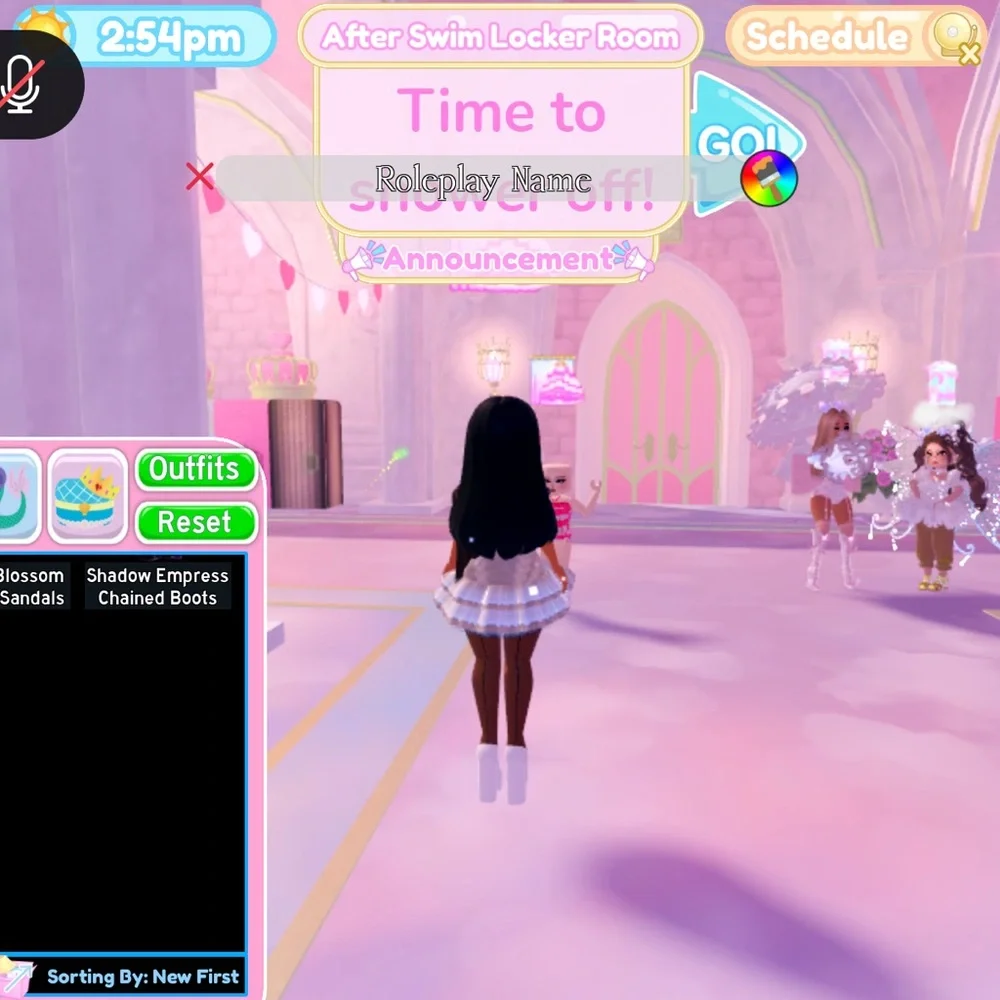 Virtual Pink and White Pleated Skirt